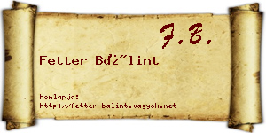 Fetter Bálint névjegykártya