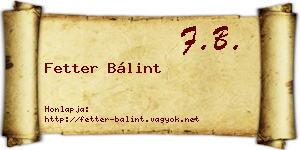 Fetter Bálint névjegykártya