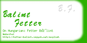 balint fetter business card